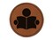 Reading Book Library Icon Round Iron-On Engraved Faux Leather Patch Applique - 2.5"